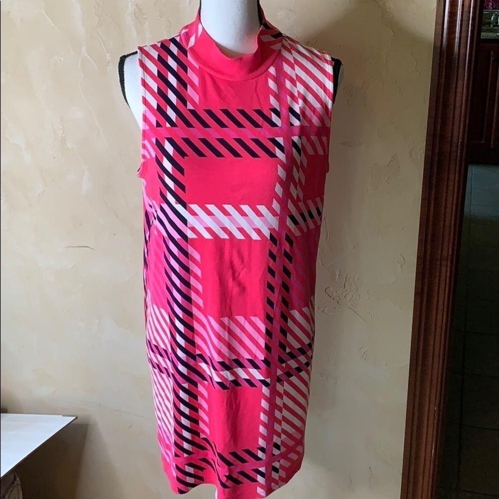 Crown & Ivy Pink and Black Plaid Sleeveless Dress